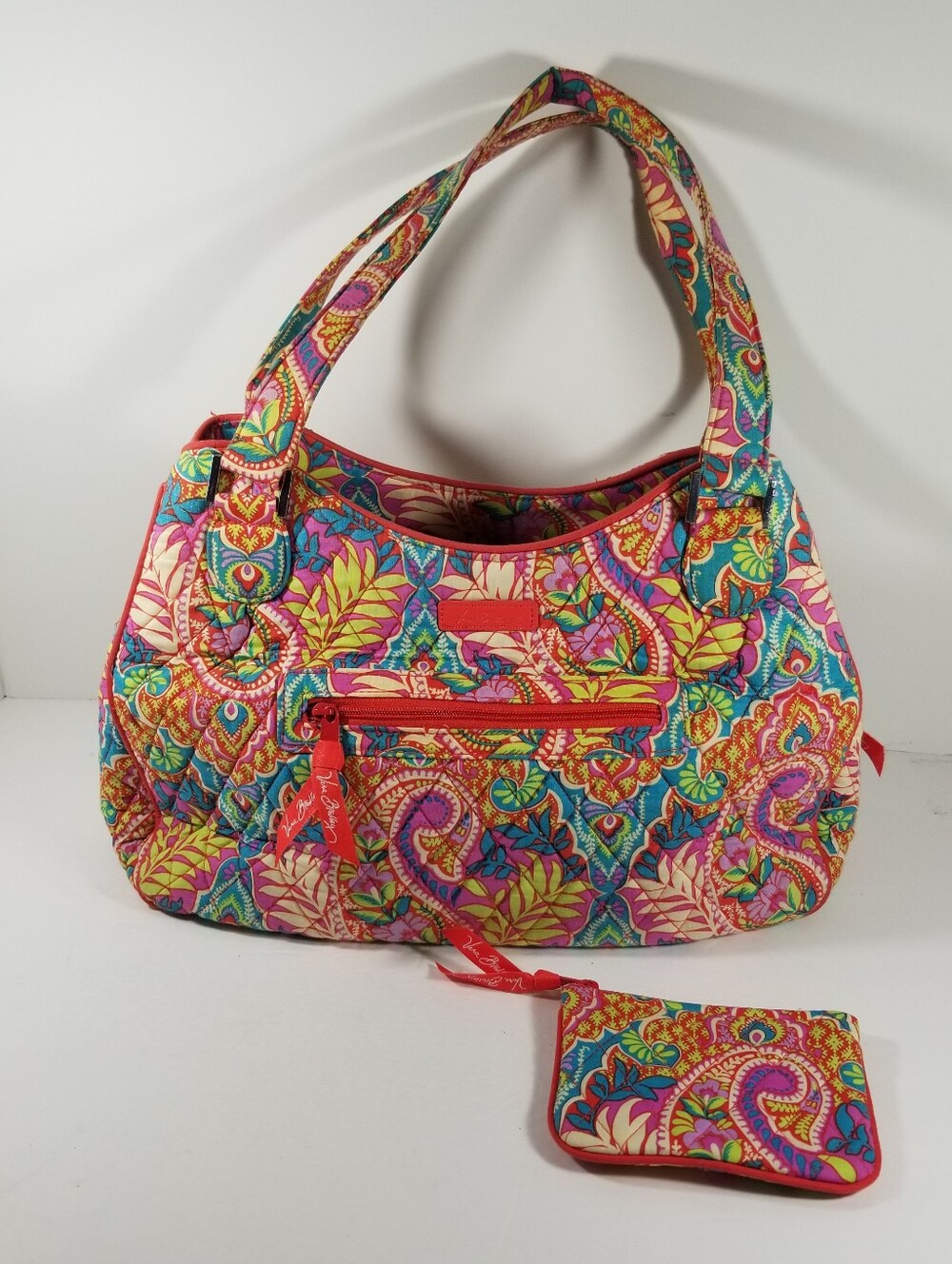 Vera Bradley Retired Print Paisley in Paradise Double Handle 3 Section Tote Bag